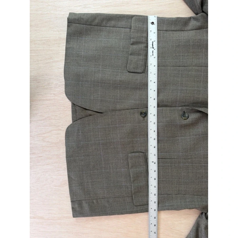 Joseph & Feiss Gold Mens 46R Wool Suit Jacket Grey Glen Plaid Blazer 2-Button